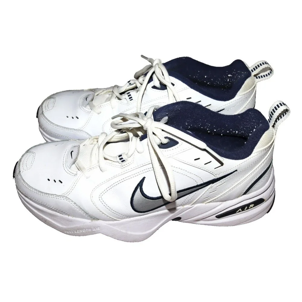 Nike Air Monarch IV Men's 415445-102 White Navy Shoe Size 9
